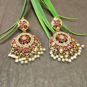 SG4205 EARRING JADAU RED AND WHITE PEARLS