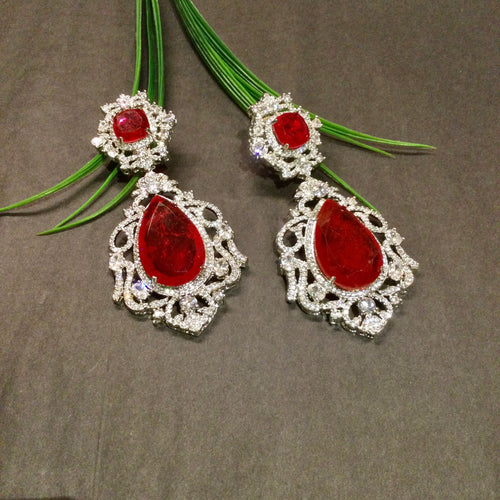 GA953 EARRING BIG DOUBLE RUBY