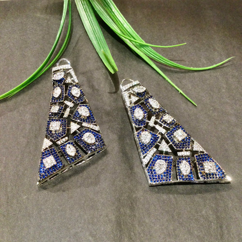 SG4102 EARRING CZ SAPHIRE TRIANGULAR LONG