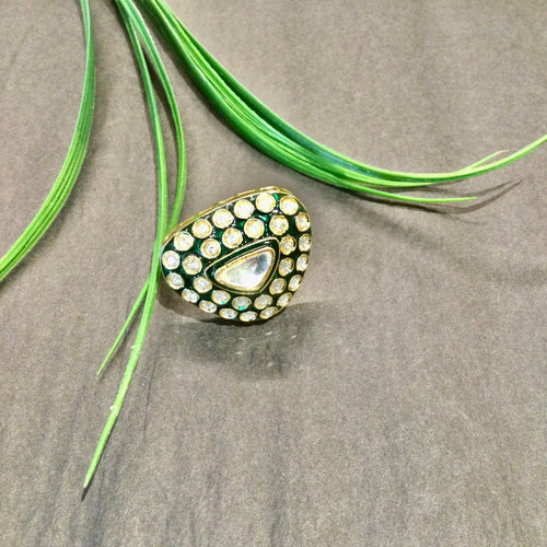 OP1025 RING KUNDAN GREEN BIG