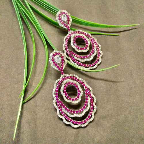 PP6464 EARRING RUBY CZ