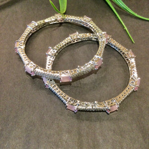 SG3830 BRACELET THIN AD AND LIGHT PINK BANGLE PAIR SIZE 2.0