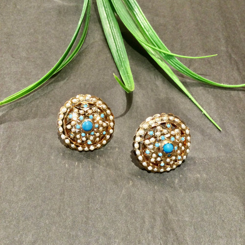 SG4079 EARRING JADAU STUDS BLUE CENTER STONE