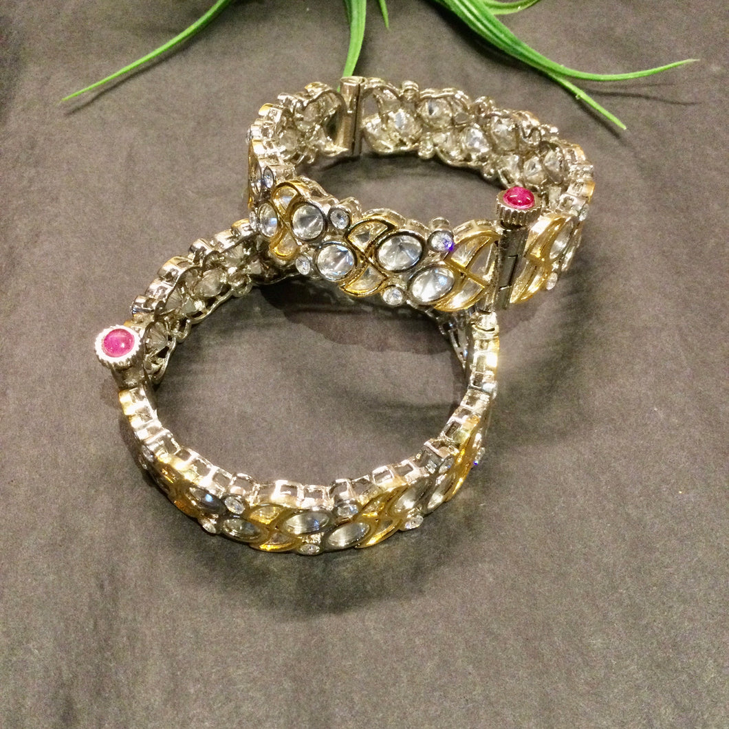 OP939 BRACELET POLKI PAIR 2.2 LEAF PATTERN