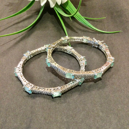 SG3891 BRACELET CZ AQUA PAIR THIN SIZE 2.0