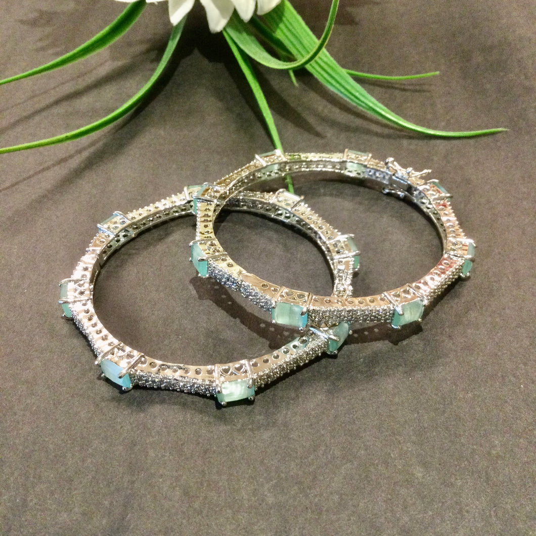 SG3891 BRACELET CZ AQUA PAIR THIN SIZE 2.0