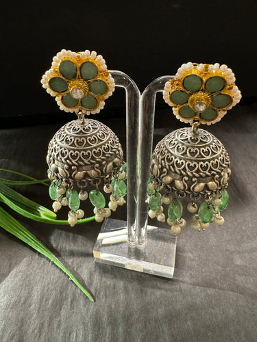 KJ457 EARRING MINT GS JHUMKI