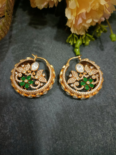 MJ11 EARRING CIRCLE GREEN POLKI