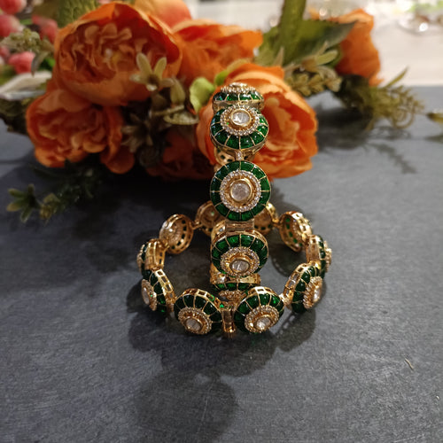 PP7287 BRACELET ROUND GREEN POLKI PAIR 2.4