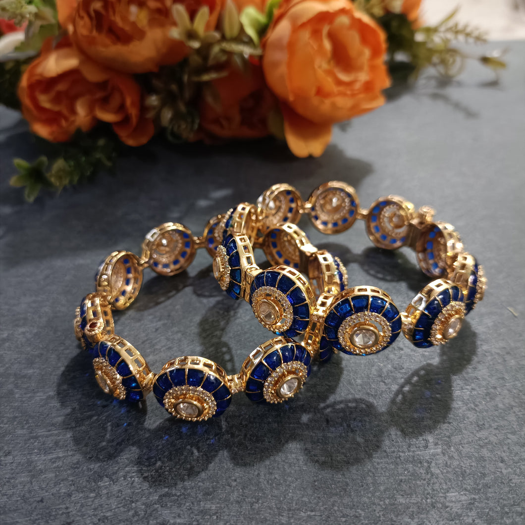 PP7288 BRACELET ROUND BLUE POLKI PAIR 2.2