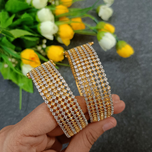 PP7294 BRACELET MULTI LINE CZ GOLD SILVER 2.2