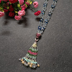 PP6426 GLAMOUR TYRA NECKLACE MULTI CRYSTALS AND TASSELS