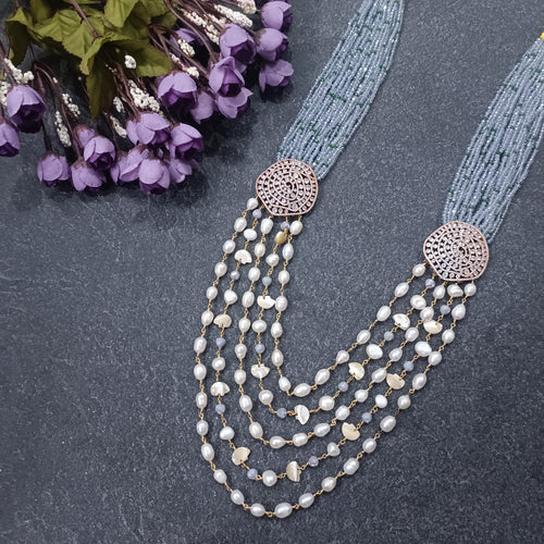 PP6429 GLAMOUR LAYERED BEIGE PEARLS SIDE PENDANTS