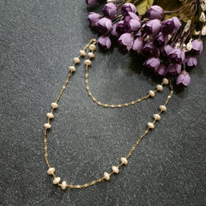 PP6417 GLAMOUR LONG NECKLACE PEARLS GOLD