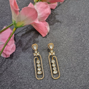 PP6730 EARRING RECTANGLE POLKI