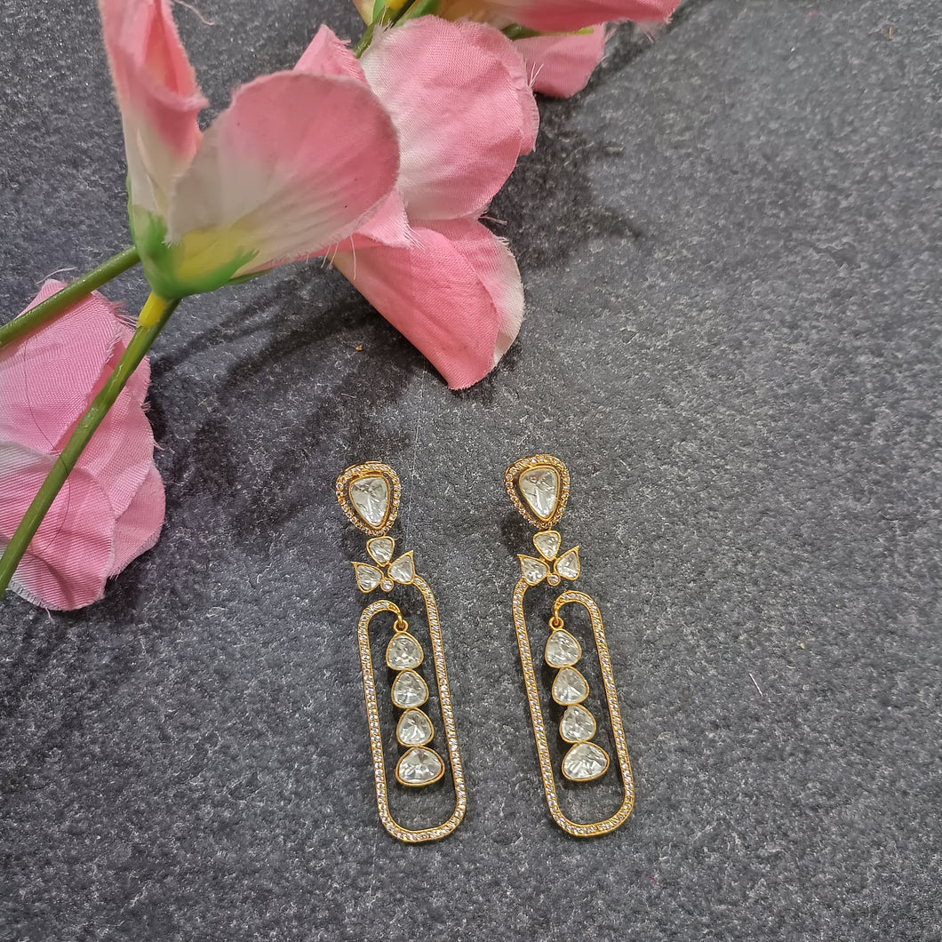 PP6730 EARRING RECTANGLE POLKI