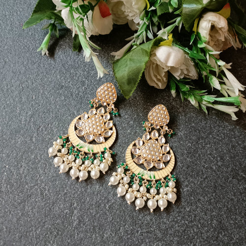PP6563 EARRING  KUNDAN GREEN BALI
