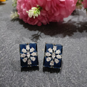 PP6414 EARRING CZ SQUARE STUDS BLUE