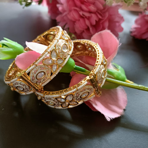 PP6883 BRACELET KUNDAN LIGHT PINK MEENA PAIR 2.2