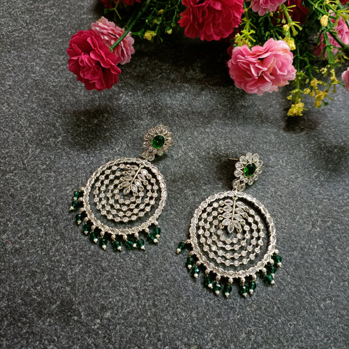 PP6551 EARRING CZ LONG CRYSTAL BALI GREEN