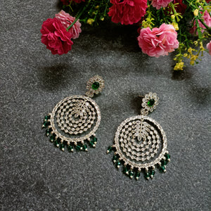 PP6551 EARRING CZ LONG CRYSTAL BALI GREEN