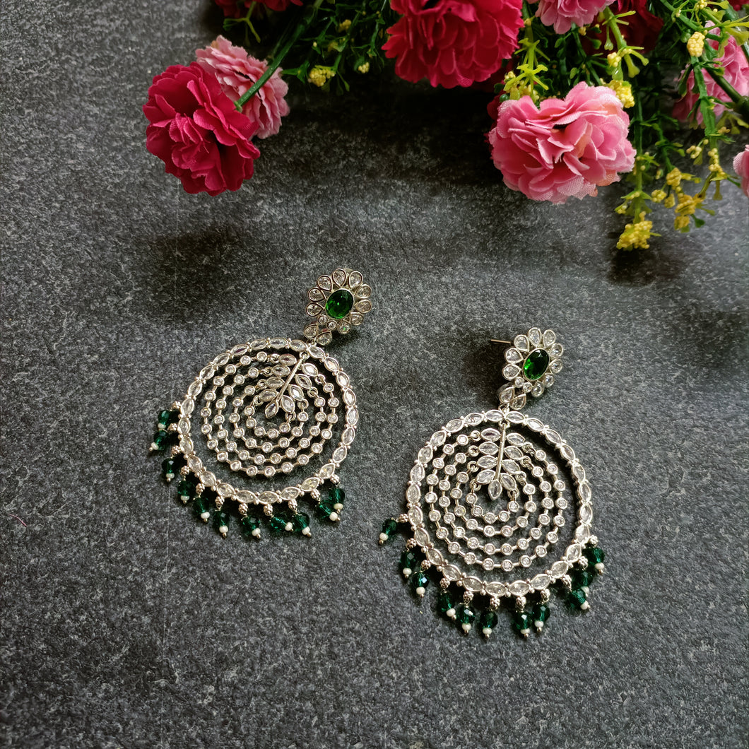 PP6551 EARRING CZ LONG CRYSTAL BALI GREEN