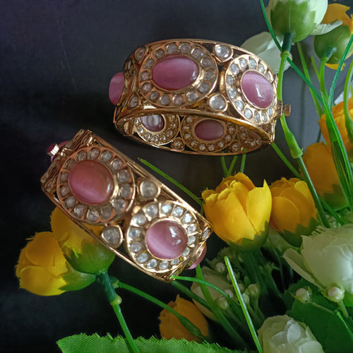 PP6886 BRACELET KUNDAN WITH CENTER PINK STONES PAIR 2.2