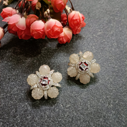 PP6546 EARRING CZ BIG BLUSH FLOWER STUDS