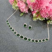 PP6767 GLAMOUR 1 LINE CZ GREEN NECKLACE
