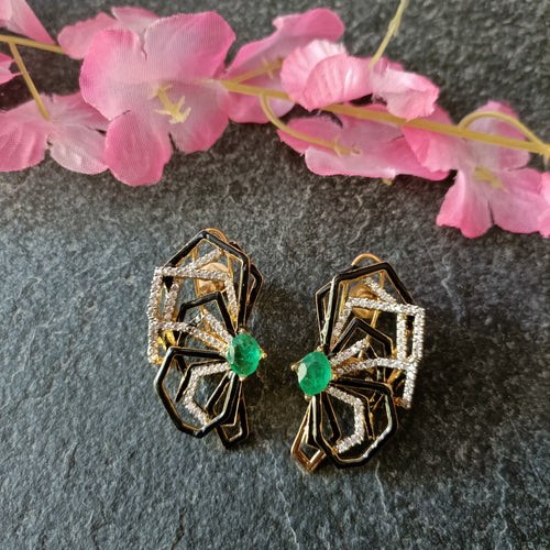 PP6377 EARRING CZ GREEN BUTTERFLY DESIGN STUDS