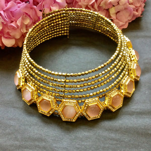 SG3787 WIRE CHOKER WITH PINK STONES