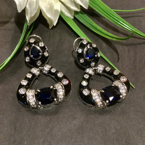 OP898 EARRING CZ BLUE TRIANGULAR