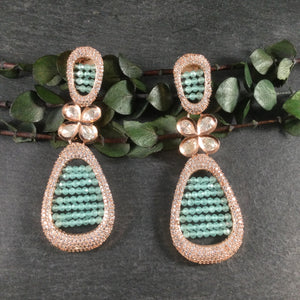 SG3198 EARRING ROSE KUNDAN LIGHT GREEN