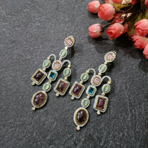 PP7071 EARRING CZ MULTI COLOR LONG