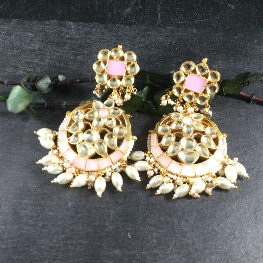 KJ126 EARRING PINK CHANDBALI