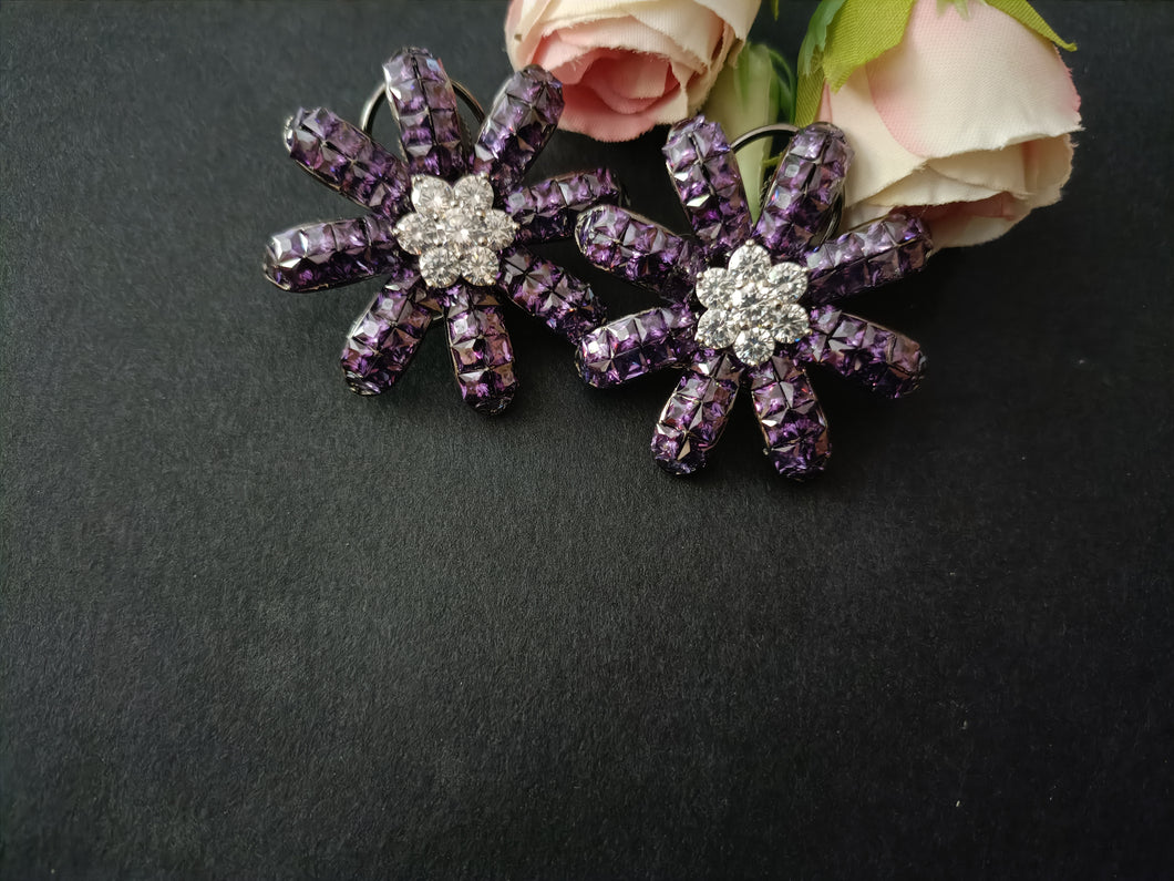 PP5564 EARRING STAR CZ PURPLE