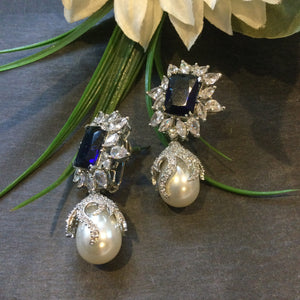 SG3317 EARRING AD BLUE EARRINGS WITH PEARLS