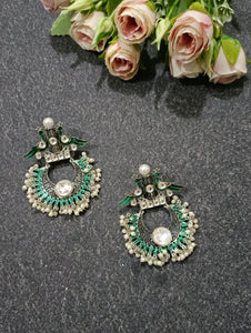 PP5770 EARRING SILVER BALI GREEN ACCENT