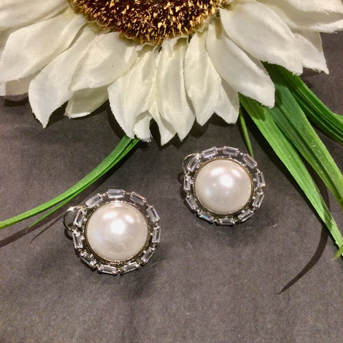 GA756 EARRING PEARL STUDS CZ
