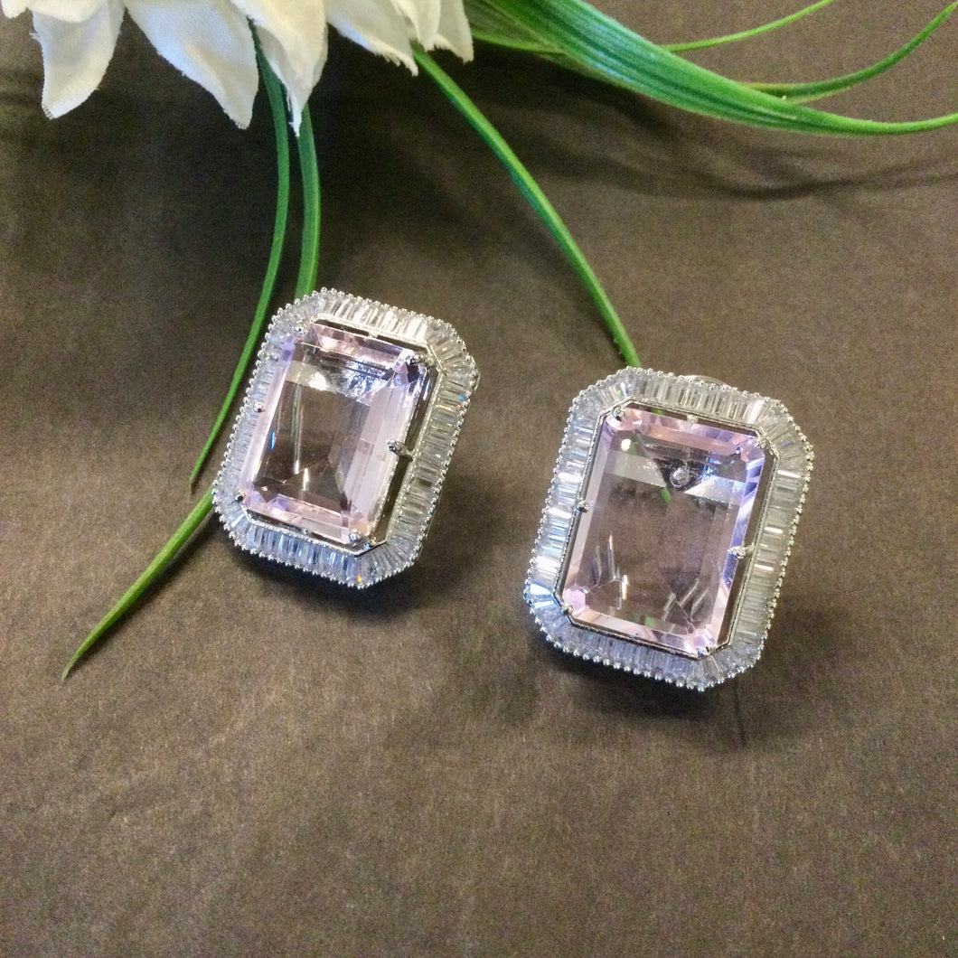 OP835 EARRINGS LIGHT PINK CZ