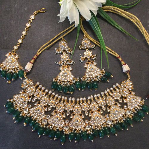 AA128 LEGACY BRIDAL GREEN KUNDAN SET
