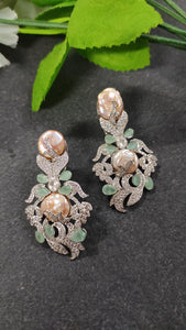 PP4674 EARRING PEARL AND CZ MINT GREEN