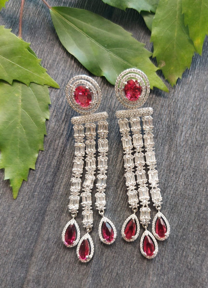 SG3085 EARRING RED 3 LINE AD