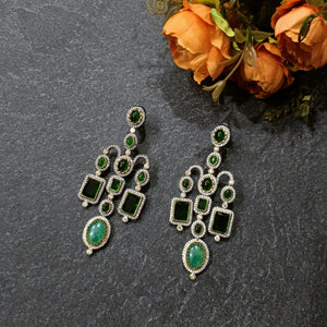 PP7061 EARRING CZ LONG GREEN