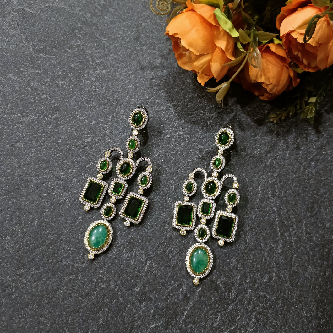 PP7061 EARRING CZ LONG GREEN