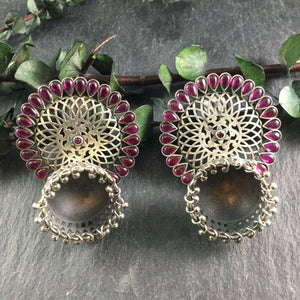 TD1256 EARRING SILVER TRIBAL JHUMKIS